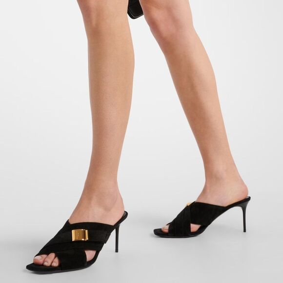 Balmain Uma Mules In Suede Leather size 37.5 - Picture 1 of 15